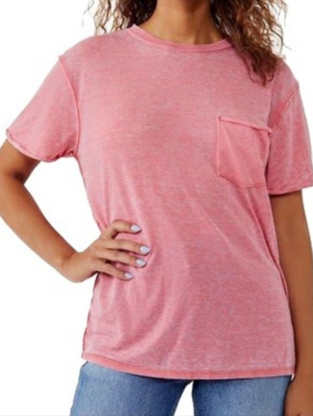 Cable & Gauge Large Acid Wash Ombre T-shirt Women's Stretch